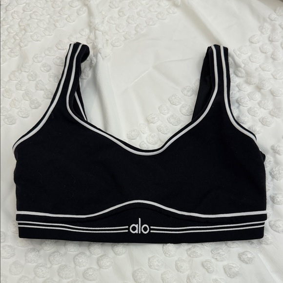 ALO Yoga Airbrush Heart Throb Bra BLACK WHITE SMALL - Picture 2 of 5